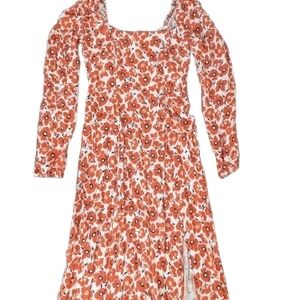 Hale Bob Orange Floral Long Sleeve Dress